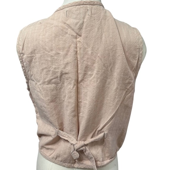 Vintage Life Style Rose Embroidered Lattice Vest Cotton Cottagecore Boho Large - Picture 4 of 8